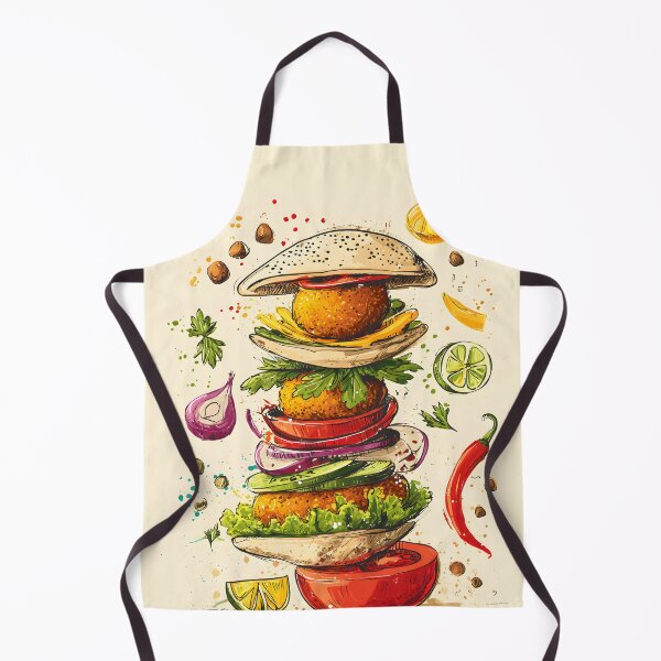 Item preview, Towering Falafel Delight with Floating Spices and Vibrant Veggies in a Playful Culinary Whirl designed and sold by OlfactoART Studio.