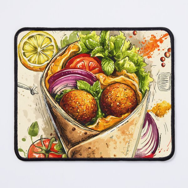 Item preview, Bursting Falafel Wrap with Fresh Vegetables, Aromatic Herbs, Zesty Lemon and Colorful Ingredients Digital AI Art designed and sold by OlfactoART Studio.