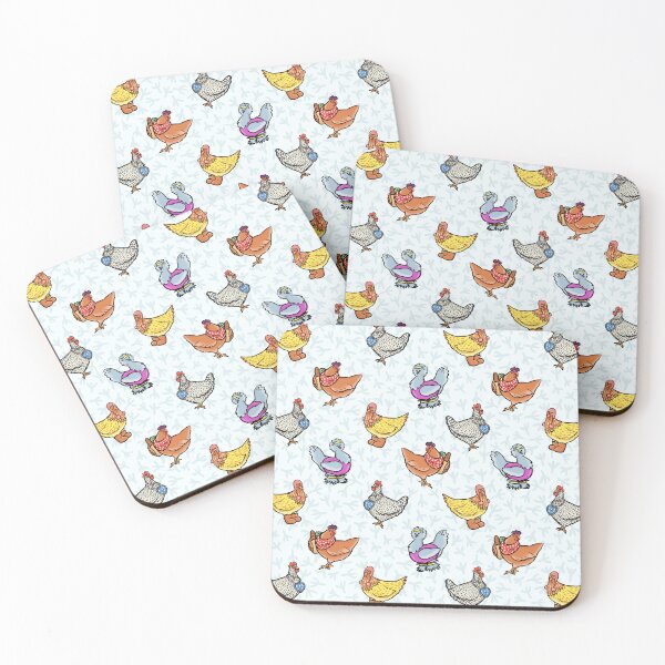 Item preview, Fashionable Chickens Blue Background Pattern designed and sold by HappyHannahArt.