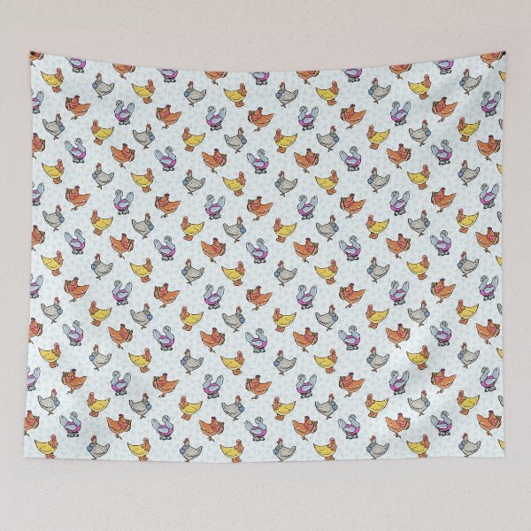 Item preview, Fashionable Chickens Blue Background Pattern designed and sold by HappyHannahArt.