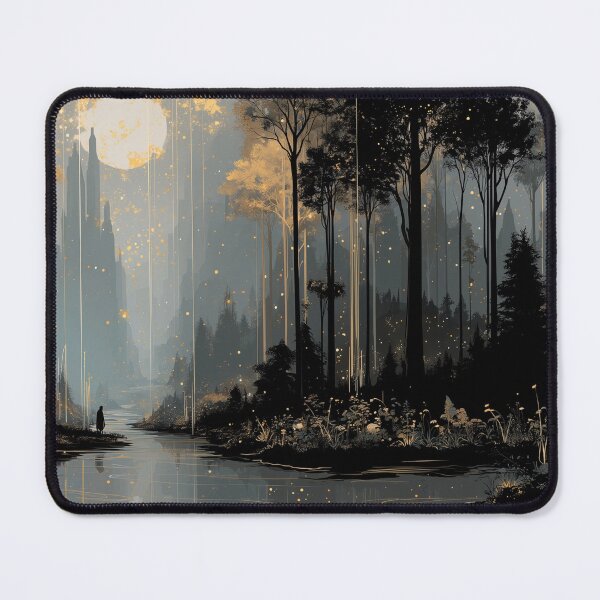 Item preview, Moonlit Enchanted Forest TCG Playmat – Castle Beyond the Fog Fantasy Artwork designed and sold by GenXSchematic.
