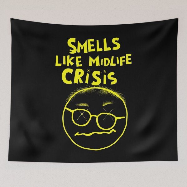 Item preview, Smells Like Midlife Crisis – 90's Grunge-Inspired Aging Rocker Parody designed and sold by SHHCreations.