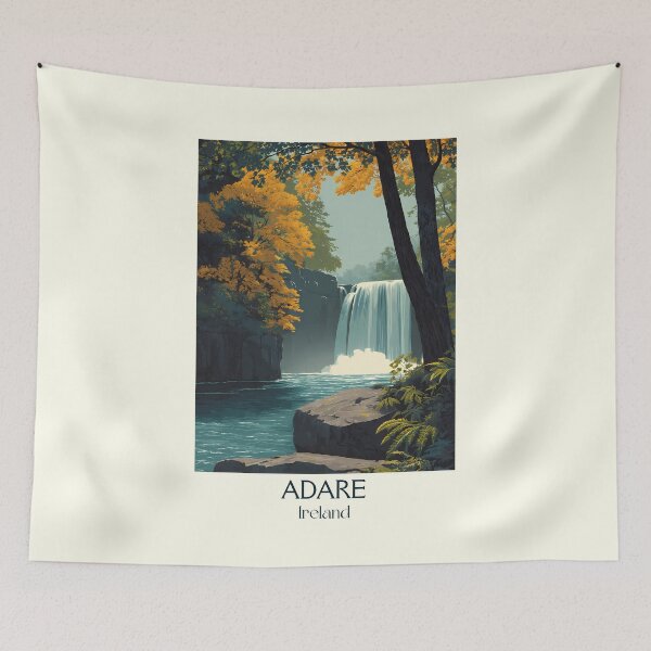 Item preview, Adare Village Poster – Autumn Waterfall & Irish Stone Bridge designed and sold by TuncGK.