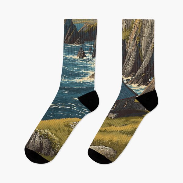 Item preview, Dingle Coast Poster – Seaside Cottage & Atlantic Waves designed and sold by TuncGK.
