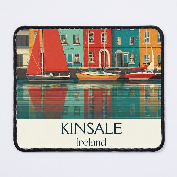 Item preview, Kinsale Harbor Poster – Colorful Facades & Bright Red Sail designed and sold by TuncGK.