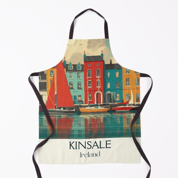 Item preview, Kinsale Harbor Poster – Colorful Facades & Bright Red Sail designed and sold by TuncGK.