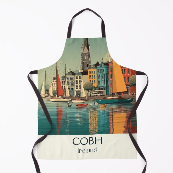 Item preview, Cobh Harbor Poster – Sailboats & Cathedral Beneath Open Skies designed and sold by TuncGK.