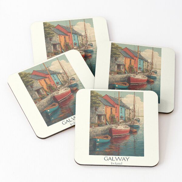 Item preview, Galway City Poster – Fishing Boats & Painted Storefronts designed and sold by TuncGK.