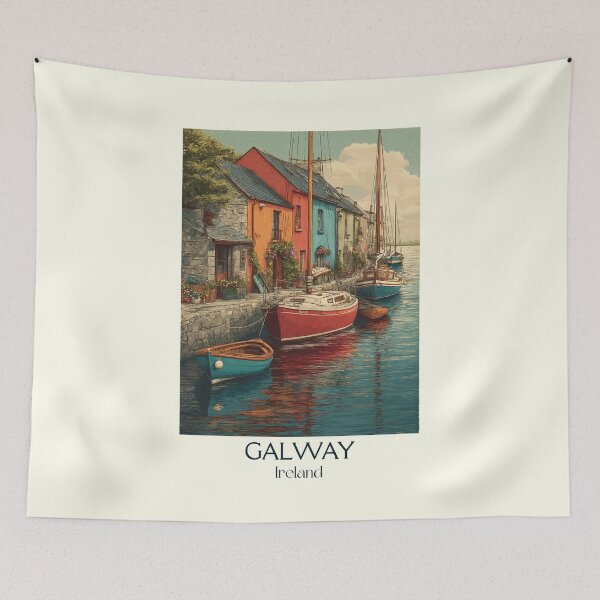 Item preview, Galway City Poster – Fishing Boats & Painted Storefronts designed and sold by TuncGK.