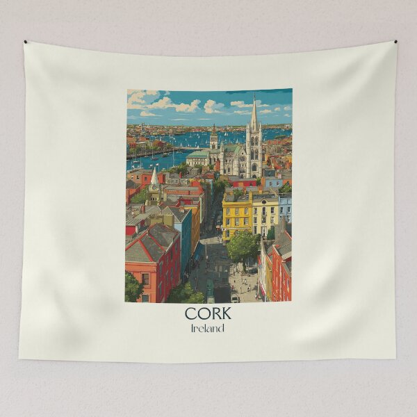 Item preview, Cork City Poster – Hilly Streets & Rooftop Views Over the Lee designed and sold by TuncGK.