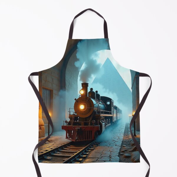 Item preview, Steampunk locomotive at the Pyramid: Rails and hieroglyphics designed and sold by VidyoeDesigns67.