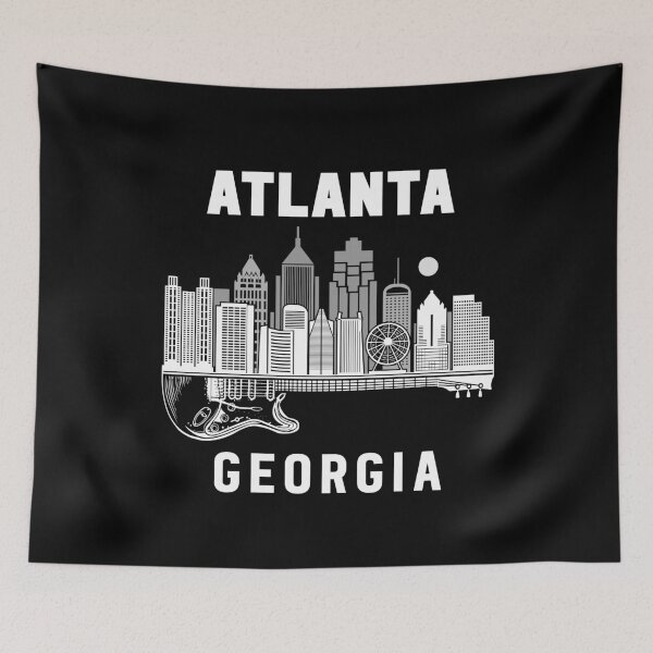 Artikelvorschau, Skyline von Atlanta, Gitarrenmusik, Georgia-Souvenir, Atlanta entworfen und verkauft von DSWShirts.