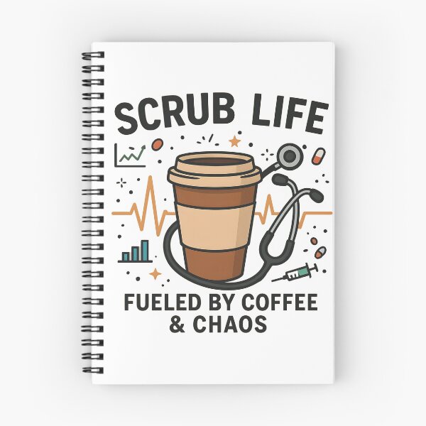 Item preview, Scrub Life Nurse Week Design | “Fueled by Coffee & Chaos” | Funny Nurse Gift | Stethoscope Coffee Cup Vector designed and sold by WAUZ.