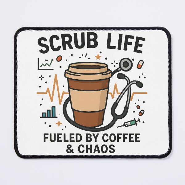 Item preview, Scrub Life Nurse Week Design | “Fueled by Coffee & Chaos” | Funny Nurse Gift | Stethoscope Coffee Cup Vector designed and sold by WAUZ.
