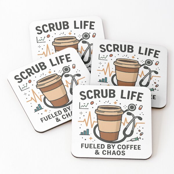 Item preview, Scrub Life Nurse Week Design | “Fueled by Coffee & Chaos” | Funny Nurse Gift | Stethoscope Coffee Cup Vector designed and sold by WAUZ.