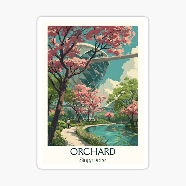 Item preview, Orchard Singapore Poster – Blossoms, Skyscrapers & Urban Calm designed and sold by TuncGK.