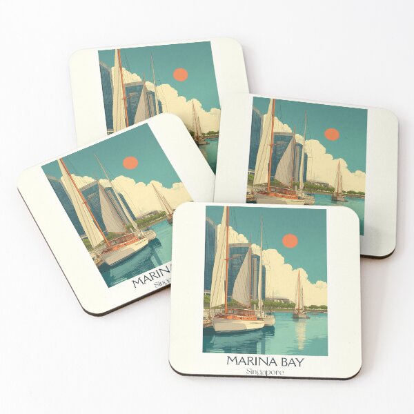 Item preview, Marina Bay Poster – Iconic Sailboats & Sunset Skyline designed and sold by TuncGK.