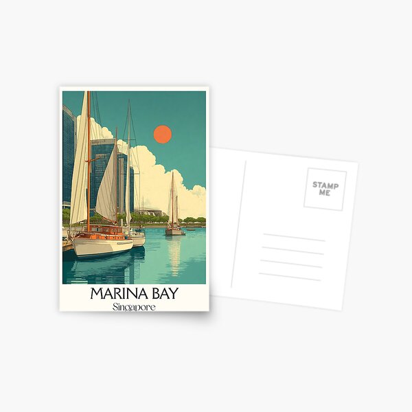 Item preview, Marina Bay Poster – Iconic Sailboats & Sunset Skyline designed and sold by TuncGK.