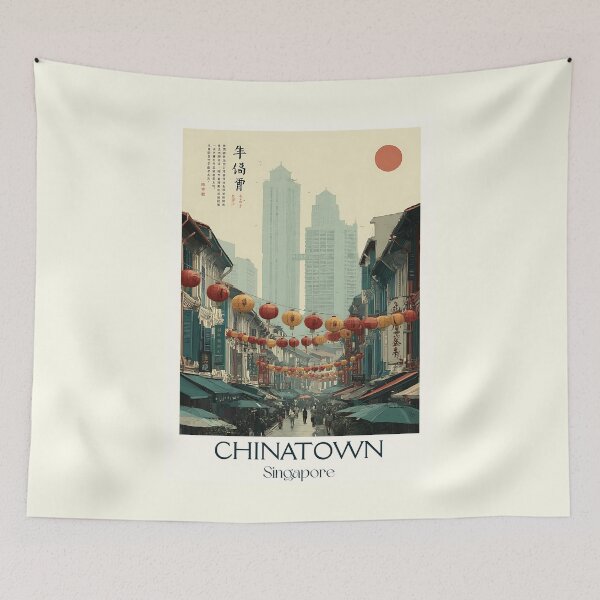 Item preview, Chinatown Poster – Lantern-Lit Streets & Cultural Heritage designed and sold by TuncGK.