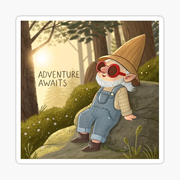 Item preview, Adventure Awaits – Whimsical Gnome in Forest Light designed and sold by Melia-Store.