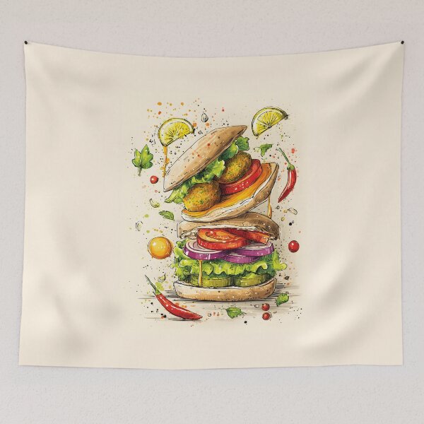 Item preview, Stack of Flavor - Fresh Falafel, Veggies, and Bold Spices in a Colorful Pita Delight designed and sold by OlfactoART Studio.