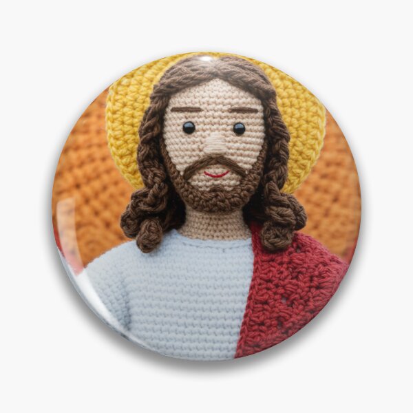 Item preview, Handmade crochet artwork of Jesus in red robe designed and sold by mystiquelicorne.