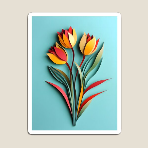 Item preview, Paper Cut Tulip – Modern Floral Art designed and sold by Zanoozi Art Prints.