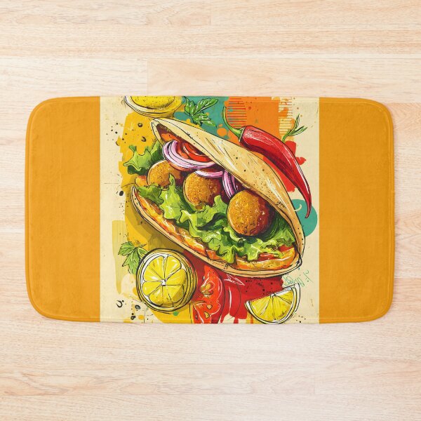 Item preview, Falafel Stuffed Pita with Lemon and Chili in a Burst of Colorful Street Food Energy designed and sold by OlfactoART Studio.