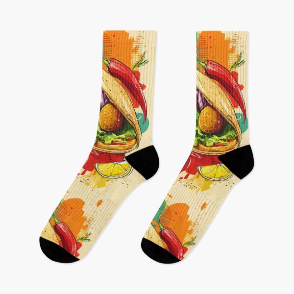 Item preview, Falafel Stuffed Pita with Lemon and Chili in a Burst of Colorful Street Food Energy designed and sold by OlfactoART Studio.