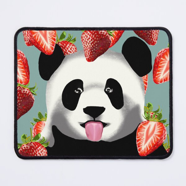 Item preview, Cheeky Panda Illustration with Falling Strawberries – Fun Animal Art for Prints, Stickers & More designed and sold by Pandositive.