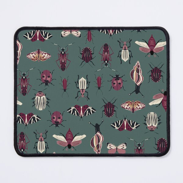 Item preview, entomology - dark red insects on ivy green designed and sold by kobyakov.