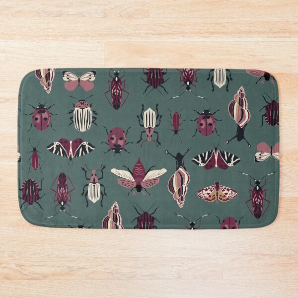 Item preview, entomology - dark red insects on ivy green designed and sold by kobyakov.