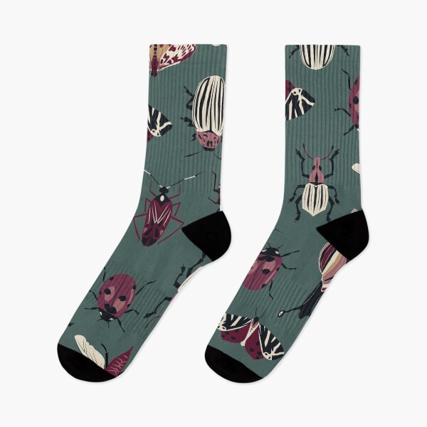 Item preview, entomology - dark red insects on ivy green designed and sold by kobyakov.