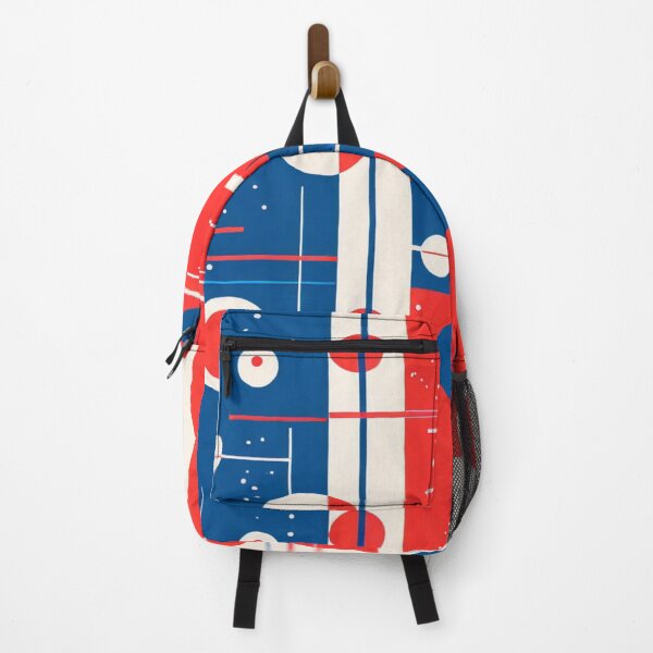 Item preview, Modernist Geometric Pattern – Red, Blue and White Abstract Bauhaus Design designed and sold by Zenvo.