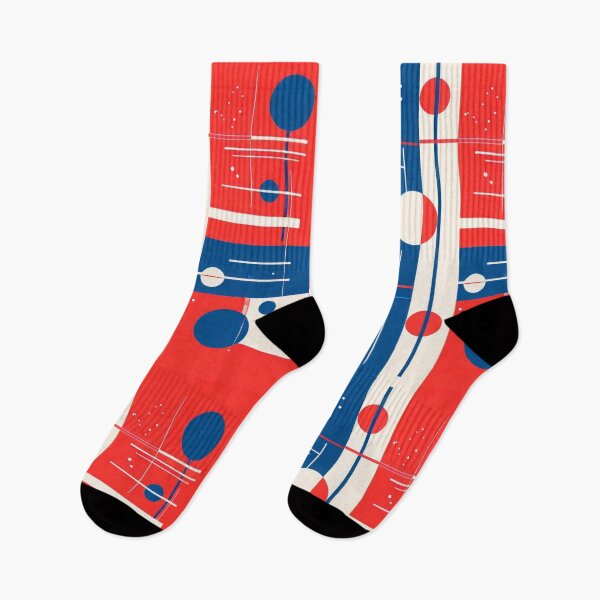Item preview, Modernist Geometric Pattern – Red, Blue and White Abstract Bauhaus Design designed and sold by Zenvo.