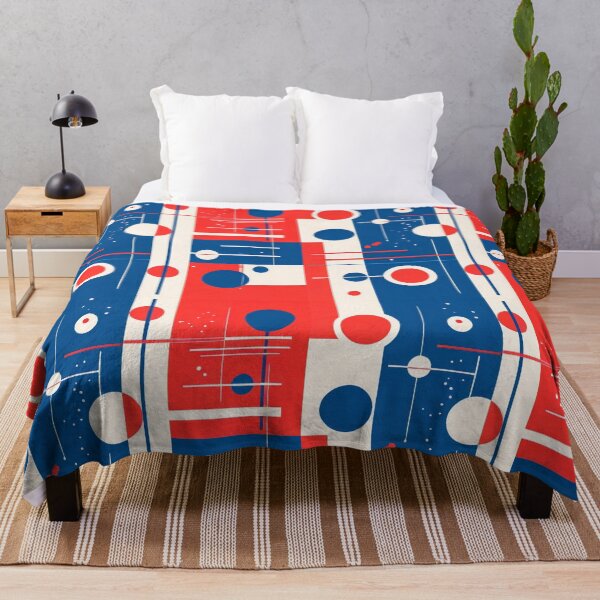 Item preview, Patrón geométrico modernista: diseño abstracto Bauhaus en rojo, azul y blanco designed and sold by Zenvo.