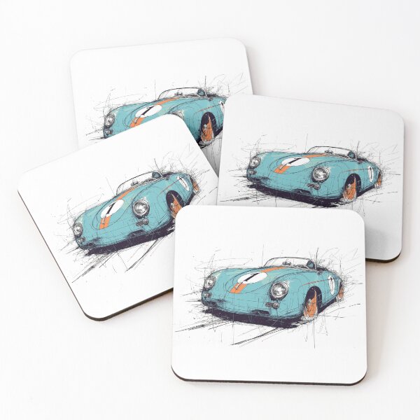Item preview, Porsche 356 race car Ink illustration designed and sold by blackdogshop.