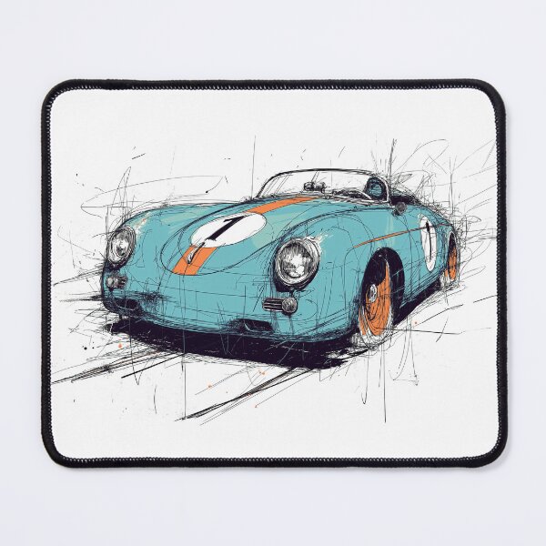 Item preview, Porsche 356 race car Ink illustration designed and sold by blackdogshop.