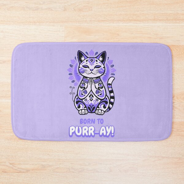 Item preview, Born to Purr-ay! – Purple Cat Prayer Design designed and sold by RisenAgain - Quantum BrainGlitch | Designs.