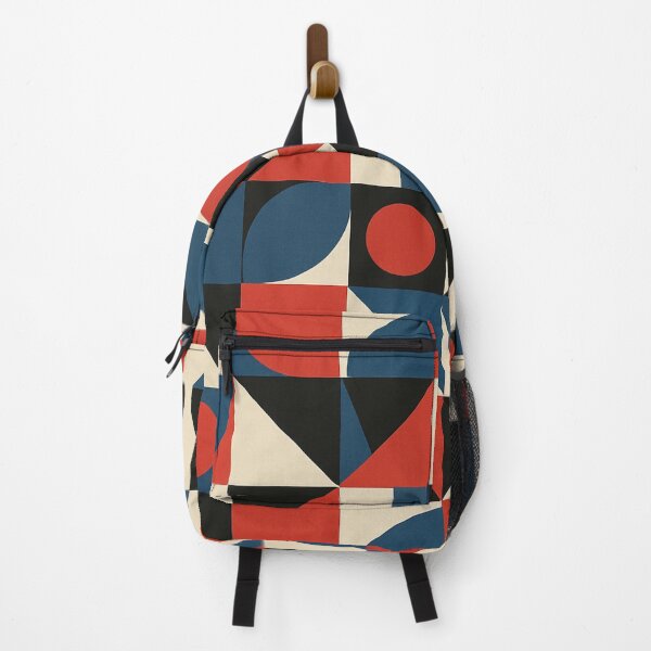 Item preview, Retro Bauhaus Geometry – Red, Blue, Black & Cream Abstract Pattern designed and sold by Zenvo.