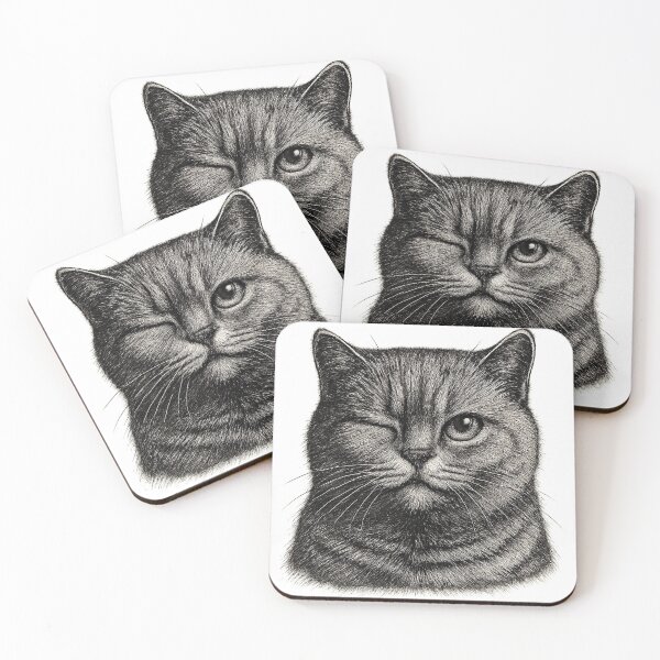 Item preview, Winking British Shorthair – Vintage Cat Art designed and sold by WhiskerlyGfx.