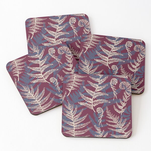 Item preview, pteridomania - fern leaves creme/blue/red designed and sold by kobyakov.