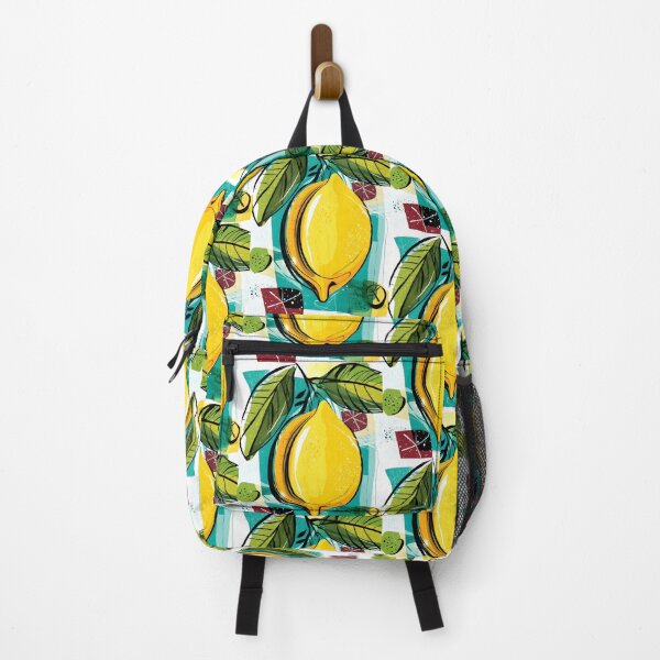 Item preview, Vibrant Lemon Burst - Bold Lemon Surrounded by Geometric Shapes and Leaves in Dynamic Composition designed and sold by OlfactoART Studio.