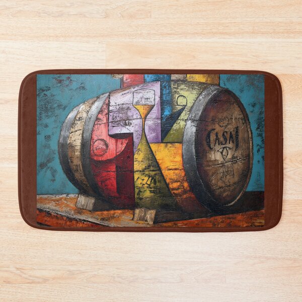 Item preview, Whisky Barrel Abstracted - Bold Geometric Design on Textured Teal Canvas designed and sold by OlfactoART Studio.
