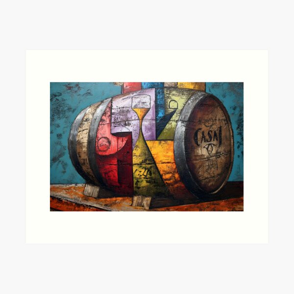 Item preview, Whisky Barrel Abstracted - Bold Geometric Design on Textured Teal Canvas designed and sold by OlfactoART Studio.
