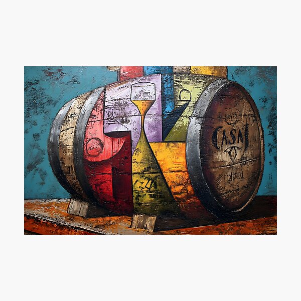Item preview, Whisky Barrel Abstracted - Bold Geometric Design on Textured Teal Canvas designed and sold by OlfactoART Studio.