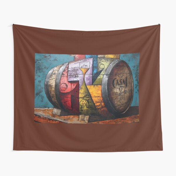 Item preview, Whisky Barrel Abstracted - Bold Geometric Design on Textured Teal Canvas designed and sold by OlfactoART Studio.