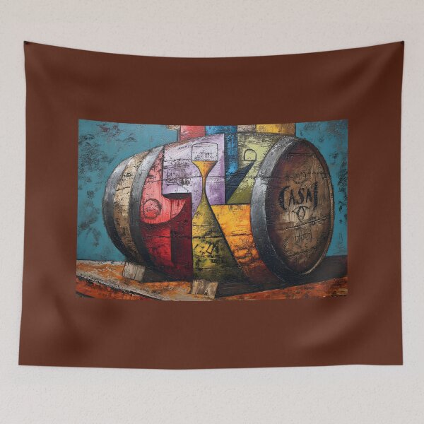 Item preview, Whisky Barrel Abstracted - Bold Geometric Design on Textured Teal Canvas designed and sold by OlfactoART Studio.