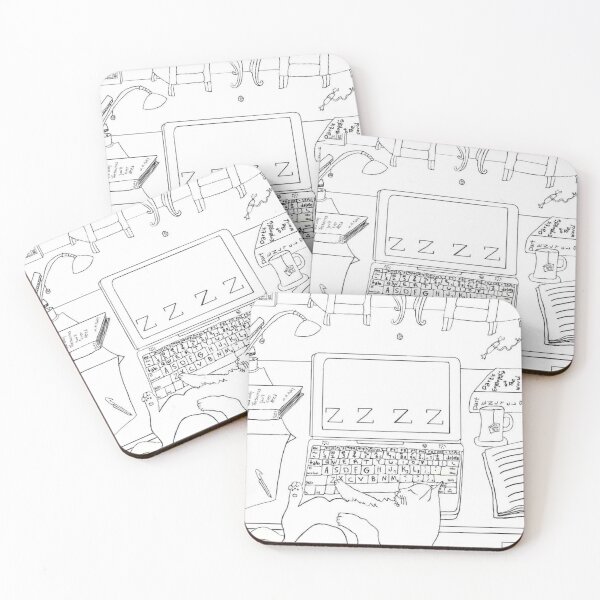 Item preview, Lazy Computing Cat designed and sold by pinkyjainpan.