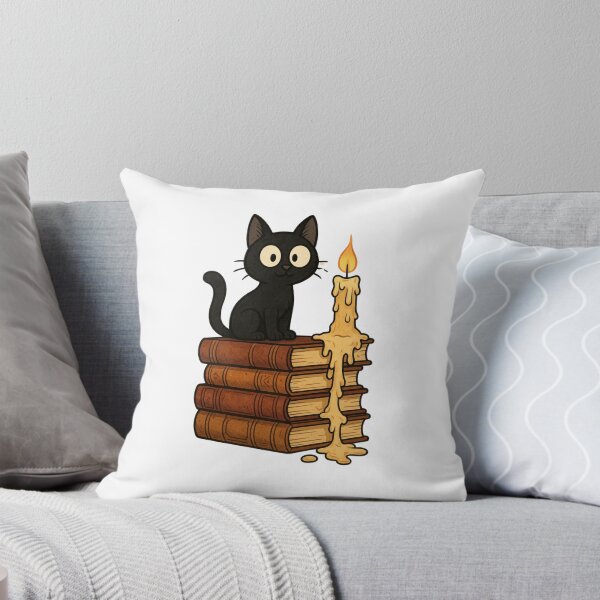 Item preview, Pegatina de gato negro sentado sobre libros encuadernados en cuero designed and sold by BellsOddities.